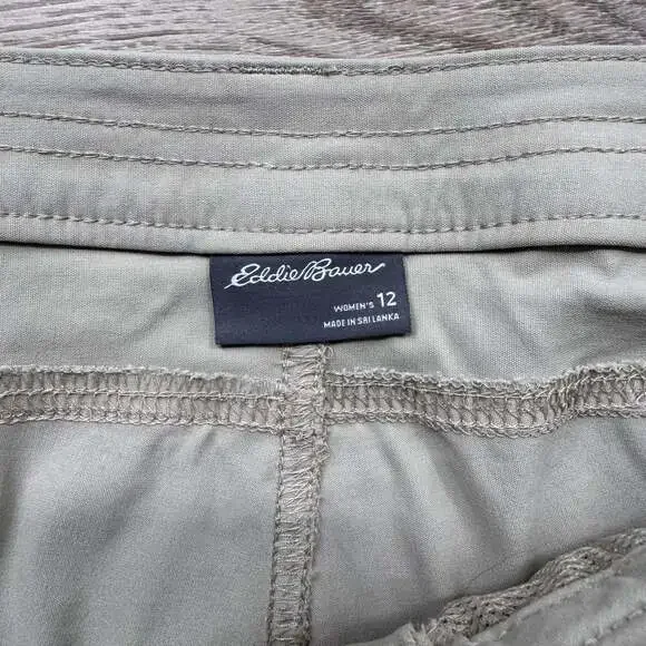Eddie Bauer Travex Capri Pants Womens 12 Beige Hiking Cargo Stretch Outdoor - Picture 3 of 7
